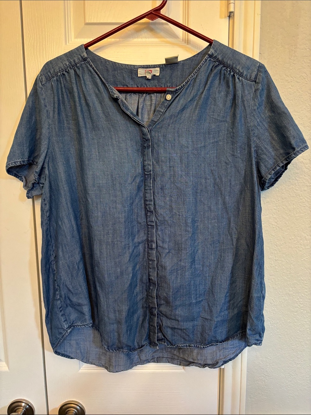 Levi's Light Blue Chambray Shirt with Red Logo Detail
